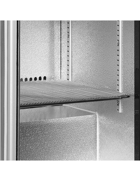 Arrière bar inox deux portes vitrées coulissantes et clayettes chromées - 191 litres - BA26SS