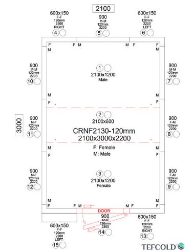 Chambre froide négative 10,06 m3 (1,8 x 2,7 x 1,9 m) avec monobloc de paroi