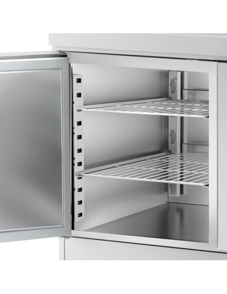 intérieur tour pâtissier réfrigéré 3 portes et plan en inox - P 800 mm