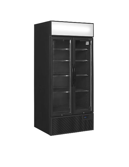 Vitrine réfrigérée noire deux portes vitrées avec canopy 535 L - FSC891HBlack