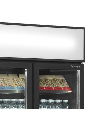 Vitrine réfrigérée noire deux portes vitrées avec canopy 535 L - FSC891HBlack