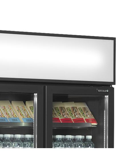 Vitrine réfrigérée noire deux portes vitrées avec canopy 535 L - FSC891HBlack