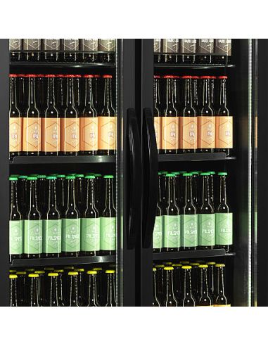 Vitrine réfrigérée noire deux portes vitrées avec canopy 535 L - FSC891HBlack