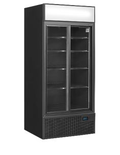 Vitrine réfrigérée noire deux portes vitrées avec canopy 462 L - FSC891SBlack