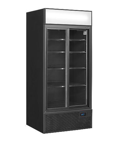 Vitrine réfrigérée noire deux portes vitrées avec canopy 462 L - FSC891SBlack