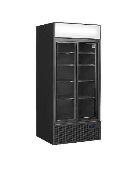 Vitrine réfrigérée noire deux portes vitrées avec canopy 462 L - FSC891SBlack