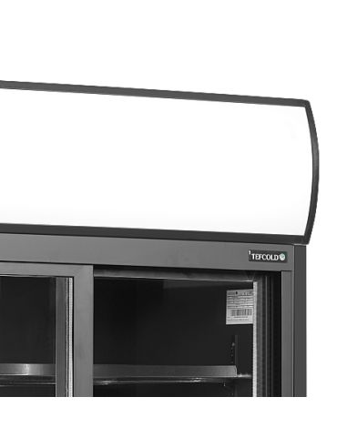 Vitrine réfrigérée noire deux portes vitrées avec canopy 462 L - FSC891SBlack