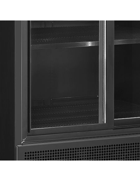 Vitrine réfrigérée noire deux portes vitrées avec canopy 462 L - FSC891SBlack