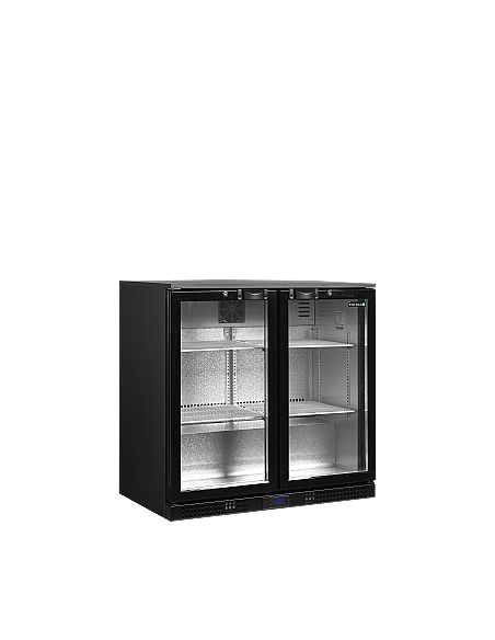 Arrière bar deux portes vitrées battantes et clayettes chromées - 190 litres - DB201H