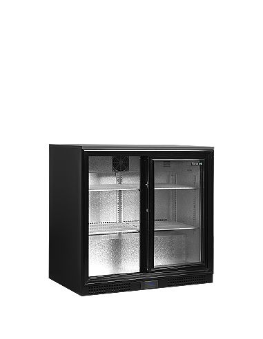 Arrière bar deux portes vitrées coulissantes et clayettes chromées - 190 litres - DB201S