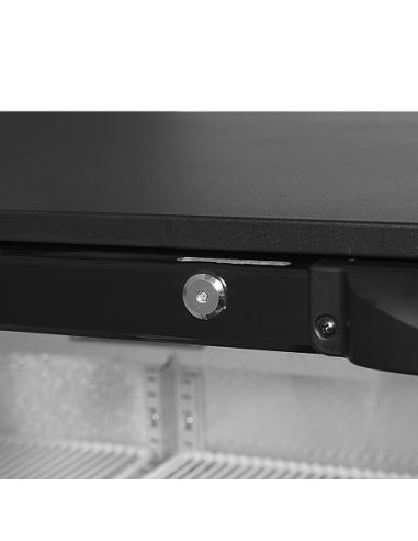 Arrière bar trois portes vitrées battantes et clayettes blanches - 300 litres - DB301H-3