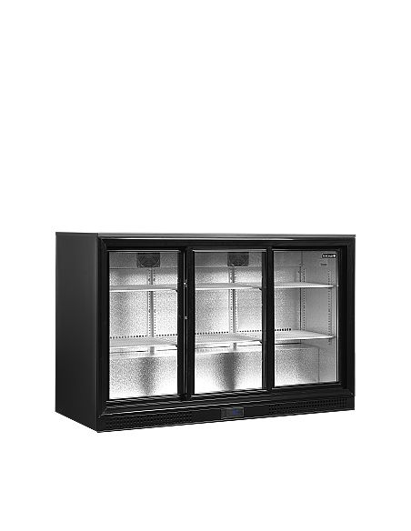 Arrière bar trois portes vitrées coulissantes et clayettes blanches - 300 litres - DB301S-3