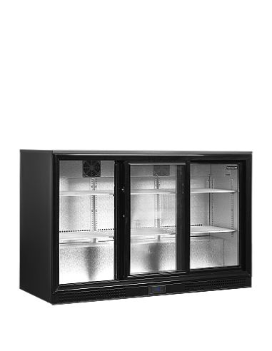 Arrière bar trois portes vitrées coulissantes et clayettes blanches - 300 litres - DB301S-3