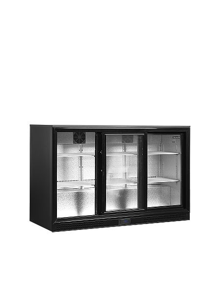 Arrière bar trois portes vitrées coulissantes et clayettes blanches - 300 litres - DB301S-3