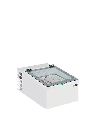 Congélateur de crème glacée de comptoir 20 L - Incliné couvercle vitré battant - ICE2