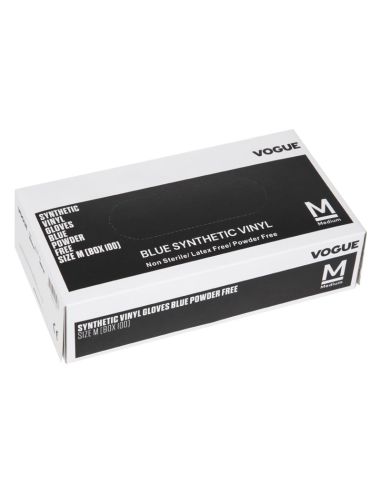 Gants alimentaires en vinyle non poudrés Hygiplas bleus M (Lot de 100)
