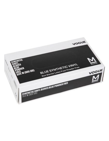 Gants alimentaires en vinyle non poudrés Hygiplas bleus M (Lot de 100)
