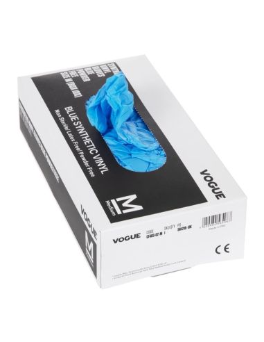 Gants alimentaires en vinyle non poudrés Hygiplas bleus M (Lot de 100)