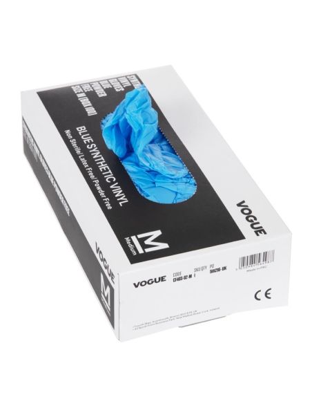 Gants alimentaires en vinyle non poudrés Hygiplas bleus M (Lot de 100)
