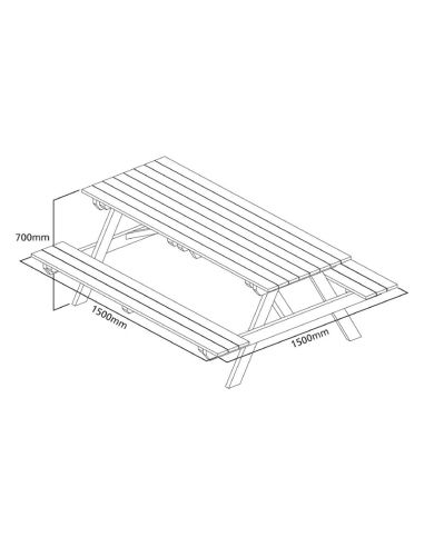 Table pique-nique en bois 1,5m