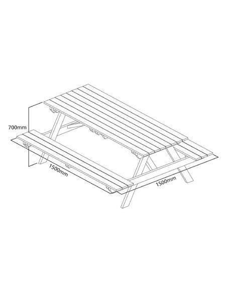 Table pique-nique en bois 1,5m