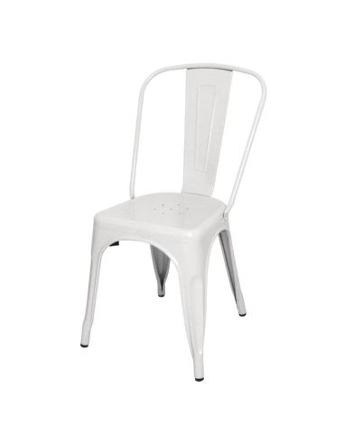 Chaises en acier blanc Bolero Bistro (lot de 4)