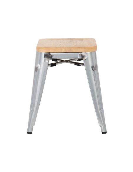 Tabourets bistro bas en acier avec assise en bois Bolero (lot de 4)