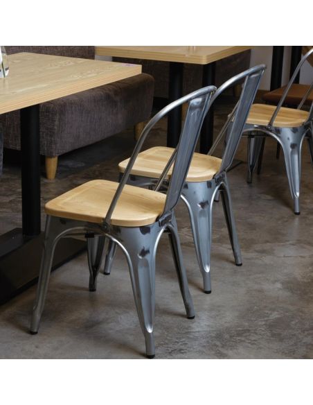Chaises en acier avec assise en bois Bolero (lot de 4)