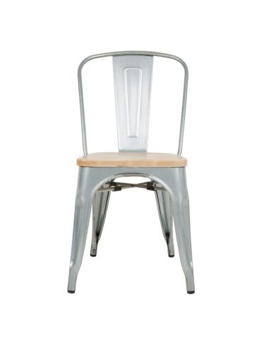 Chaises en acier avec assise en bois Bolero (lot de 4)