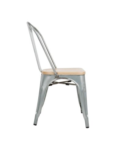 Chaises en acier avec assise en bois Bolero (lot de 4)