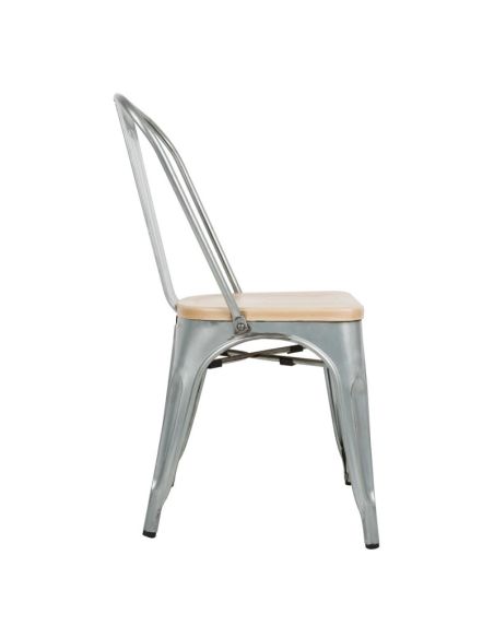 Chaises en acier avec assise en bois Bolero (lot de 4)