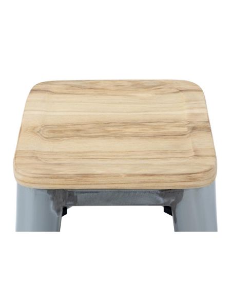 Tabourets hauts en acier galvanisé avec assise en bois Bolero Bistro (lot de 4)
