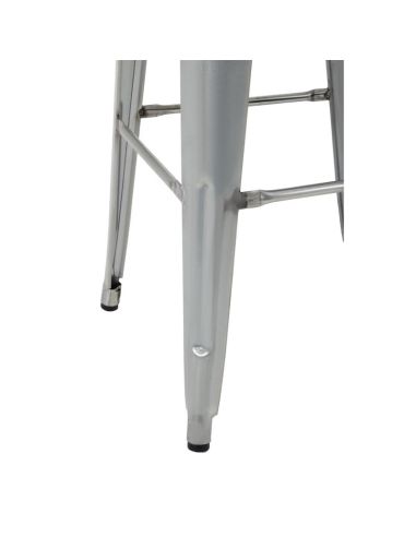 Tabourets hauts en acier galvanisé avec assise en bois Bolero Bistro (lot de 4)