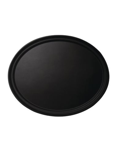 Plateau ovale fibre de verre antidérapant Camtread Cambro noir 600 x 730mm