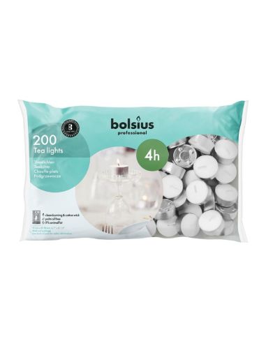 Bougies chauffe-plat professionnelles Bolsius 4 heures (lot de 200)