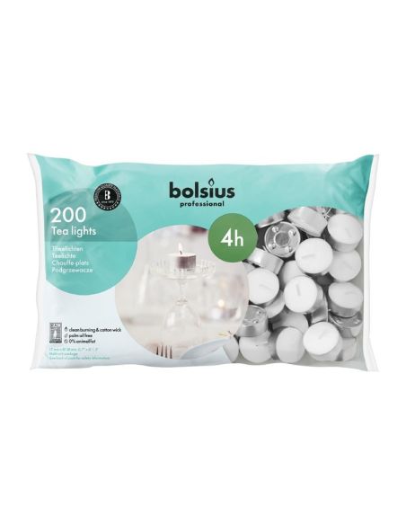 Bougies chauffe-plat professionnelles Bolsius 4 heures (lot de 200)