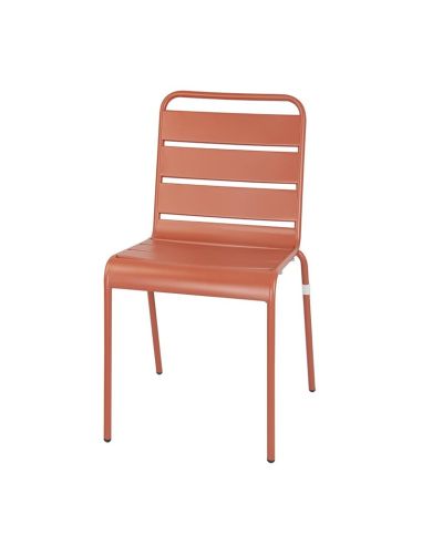 Chaises à lattes en acier Bolero terracotta (lot de 4)