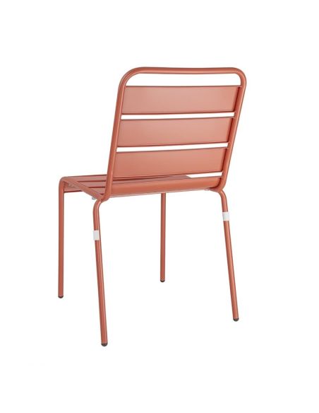 Chaises à lattes en acier Bolero terracotta (lot de 4)