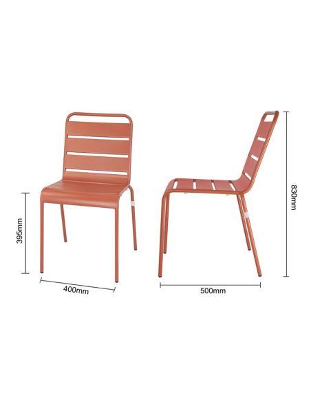Chaises à lattes en acier Bolero terracotta (lot de 4)