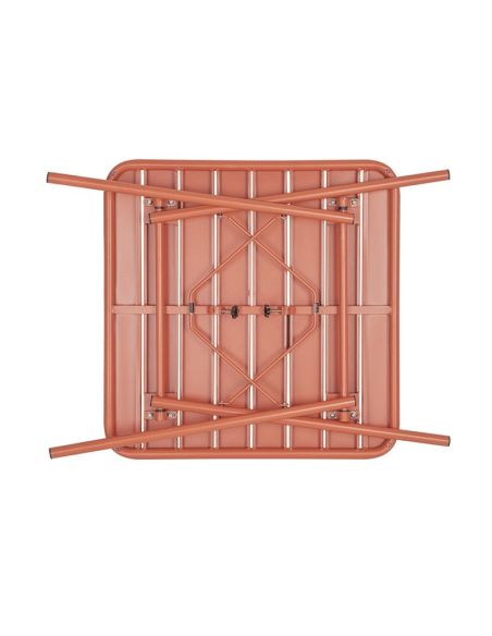 Table carrée à lattes en acier Bolero terracotta