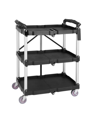 Petit chariot pliant en polypropylène Vogue 3 niveaux noir