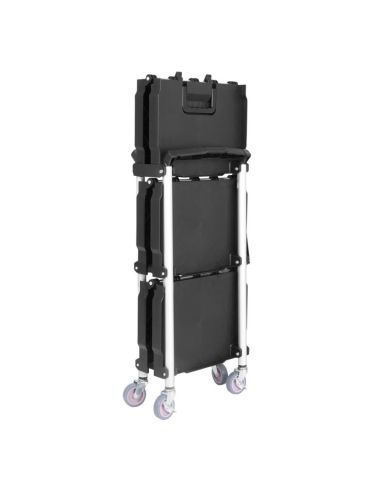 Petit chariot pliant en polypropylène Vogue 3 niveaux noir