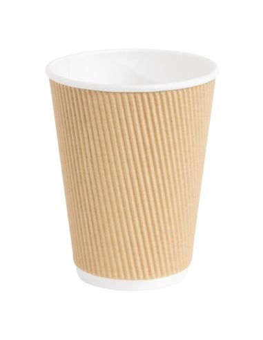 Gobelets boissons chaudes kraft paroi isolante ondulée Fiesta Recyclable 340ml (lot de 25)