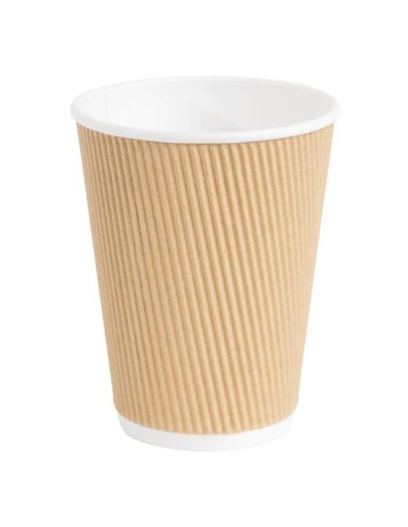 Gobelets boissons chaudes kraft paroi isolante ondulée Fiesta Recyclable 340ml (lot de 25)