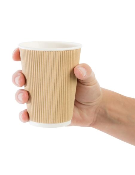 Gobelets boissons chaudes kraft paroi isolante ondulée Fiesta Recyclable 340ml (lot de 25)
