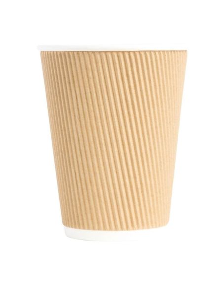 Gobelets boissons chaudes kraft paroi isolante ondulée Fiesta Recyclable 340ml (lot de 25)