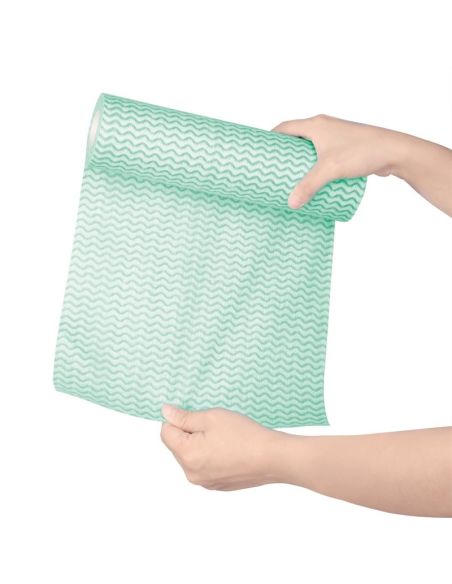 Chiffons non tissés Jantex verts (rouleau de 100 chiffons)