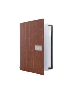 Protège-menu en cuir recyclé Securit Gamme Leather A4 marron