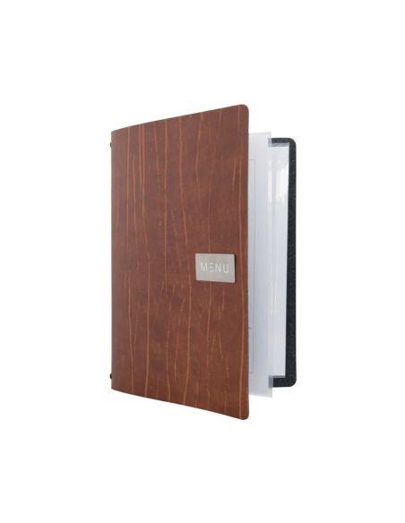 Protège-menu en cuir recyclé Securit Gamme Leather A4 marron