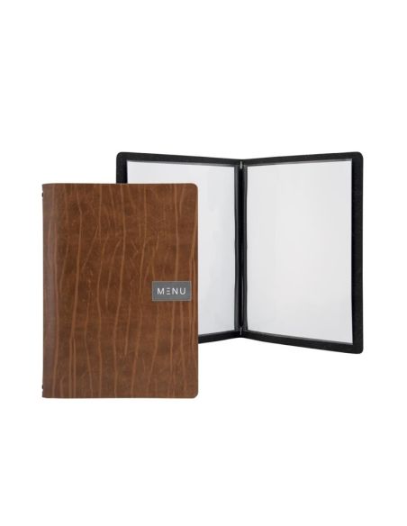 Protège-menu en cuir recyclé Securit Gamme Leather A4 marron